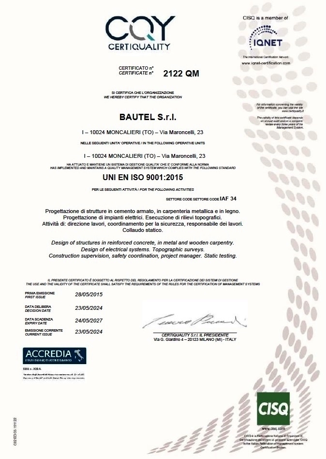 Certificazione ISO 9001 -    SOCIETA'  DI  INGEGNERIA